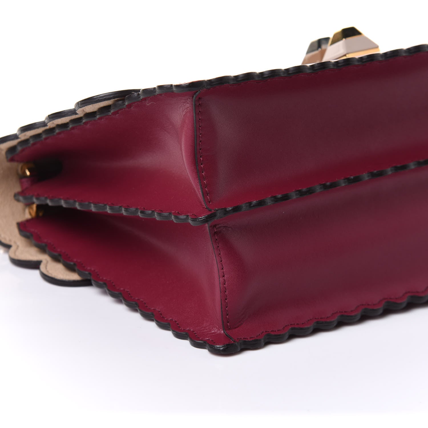 Fendi Vitello Liberty Scalloped Studded Kan I Shoulder Bag Black Cherry 9 of 10
