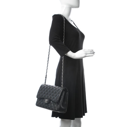 Chanel Lambskin Quilted Jumbo Double Flap Black 2 of 18