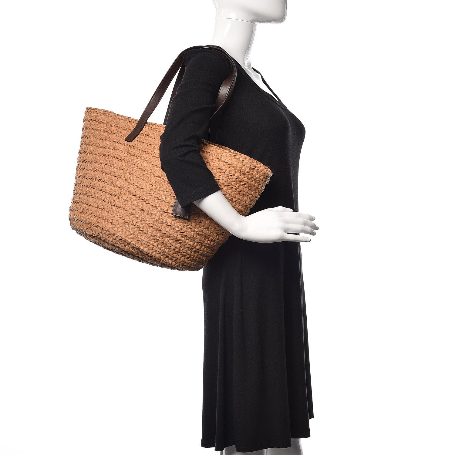 Saint Laurent Raffia Calfskin Medium Panier Tote 2 of 10