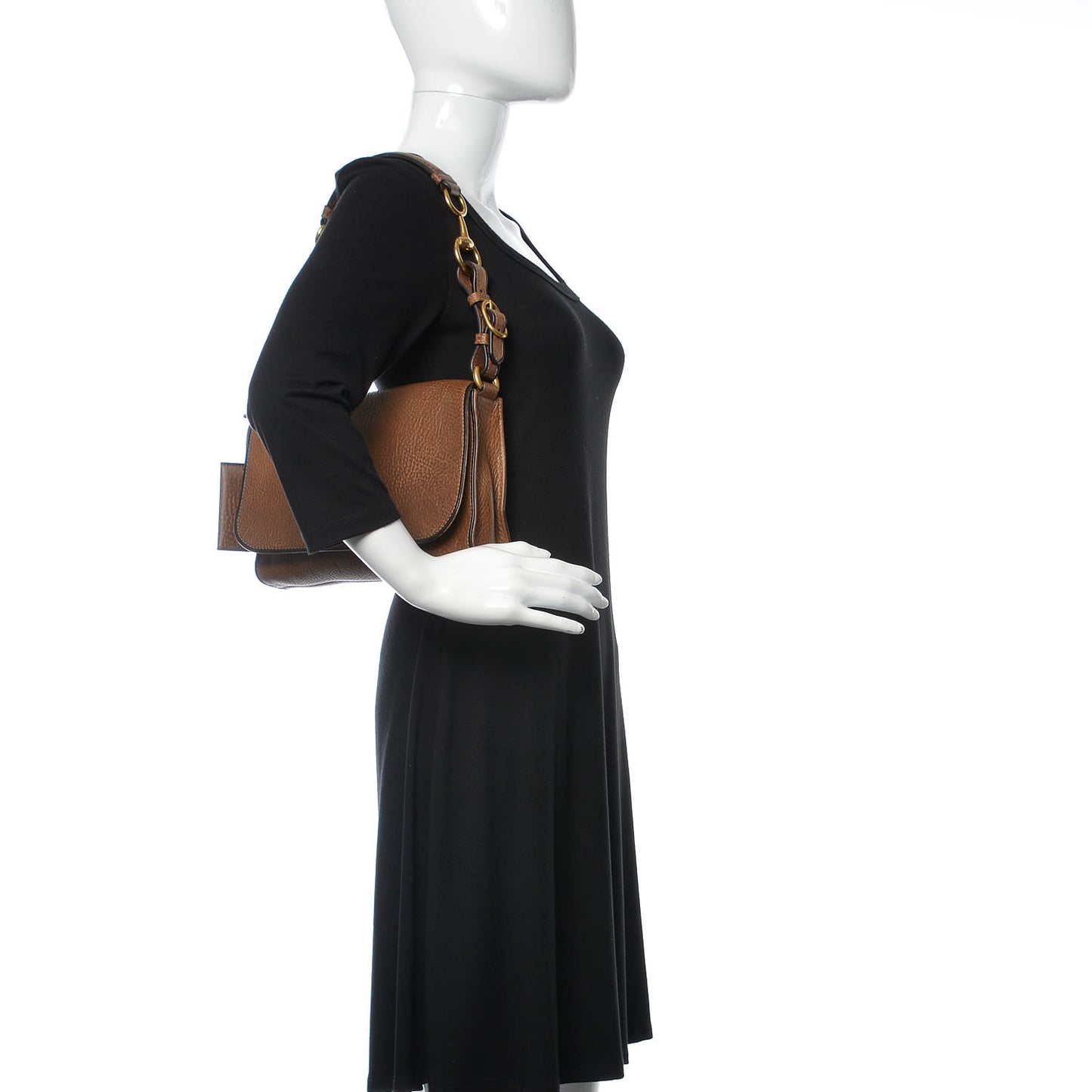 Calfskin Small Harness Shoulder Bag Acero Mushroom
