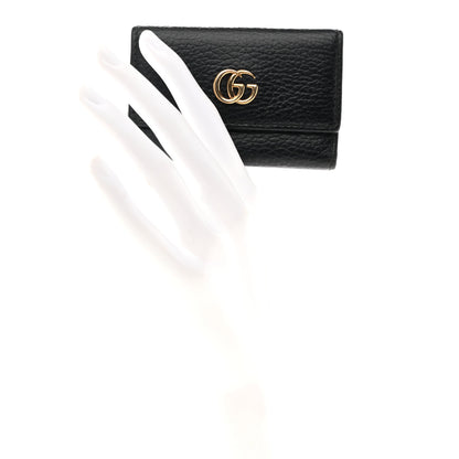 Gucci Pebbled Calfskin GG Marmont 6 Key Holder Black 2 of 8
