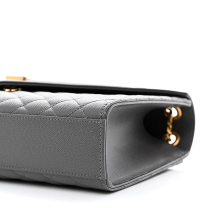 Saint Laurent Grain De Poudre Textured Mixed Matelasse Large Triquilt Monogram Satchel Storm 10 of 10