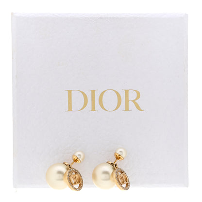 Christian Dior Pearl Crystal Dior Heart Tribales Drop Earrings Gold 5 of 5
