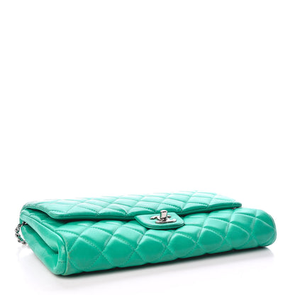 Chanel Lambskin Quilted Clutch With Chain Flap Green 4 of 14