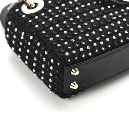 Christian Dior Fabric Embroidered Crystal Pearl Mirror Micro Lady Dior Black 11 of 13