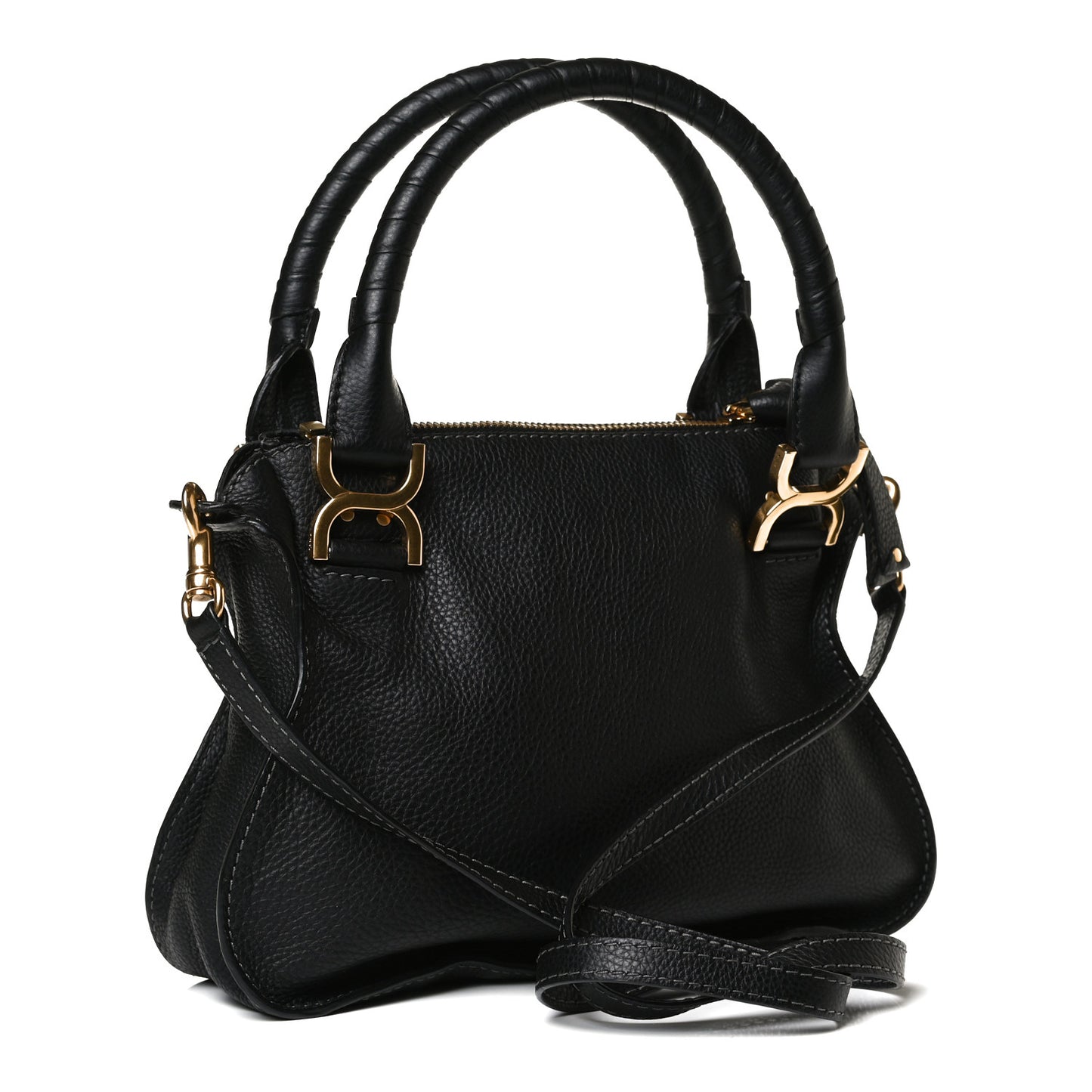 Calfskin Small Marcie Satchel Black
