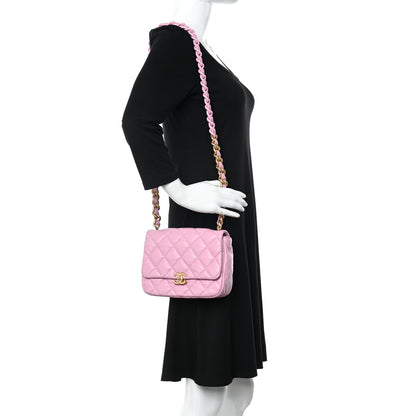 Chanel Lambskin Quilted Small Lacquered Chain Flap Pink 2 of 10