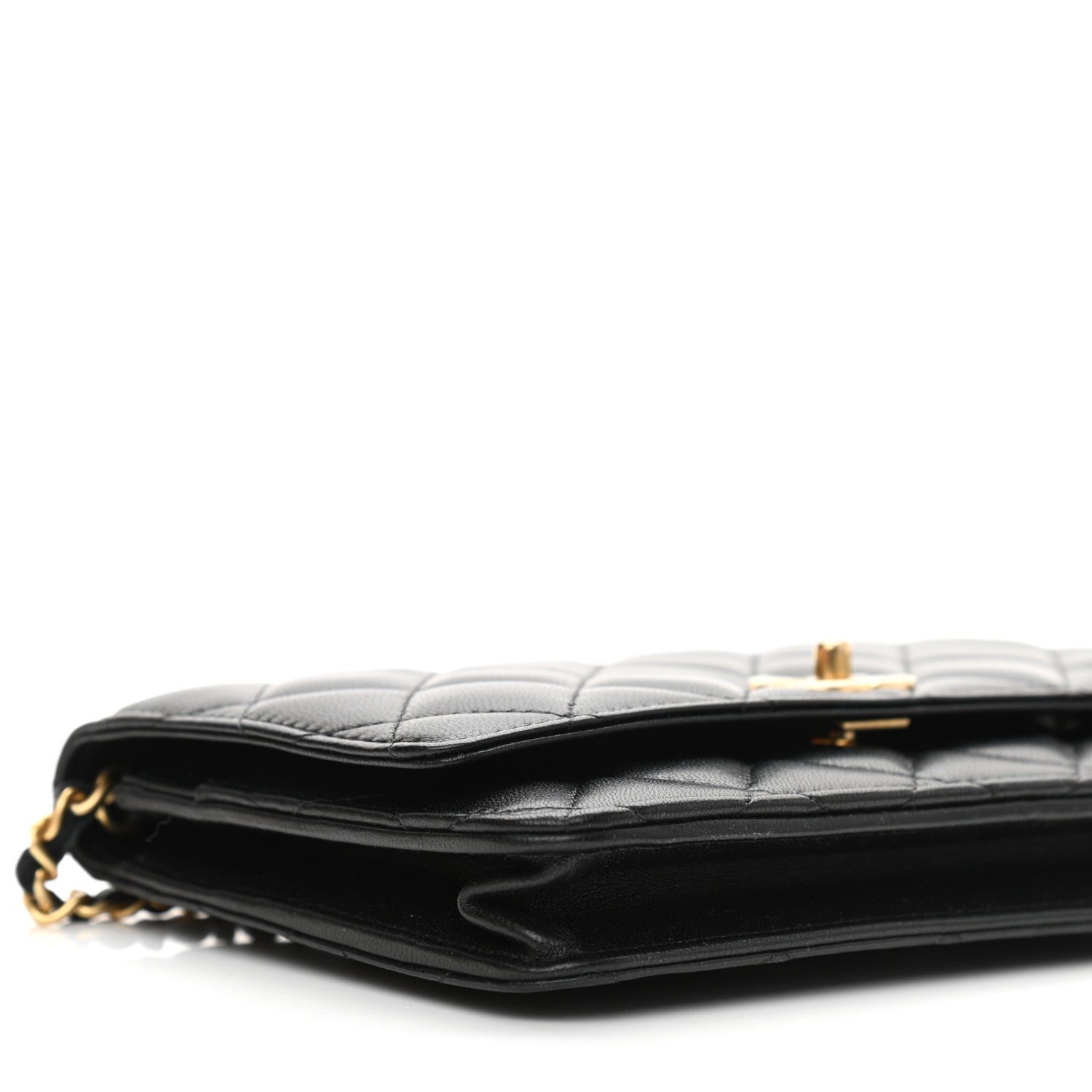 Chanel Lambskin Quilted CC Pearl Crush Wallet on Chain WOC Black 9 of 10
