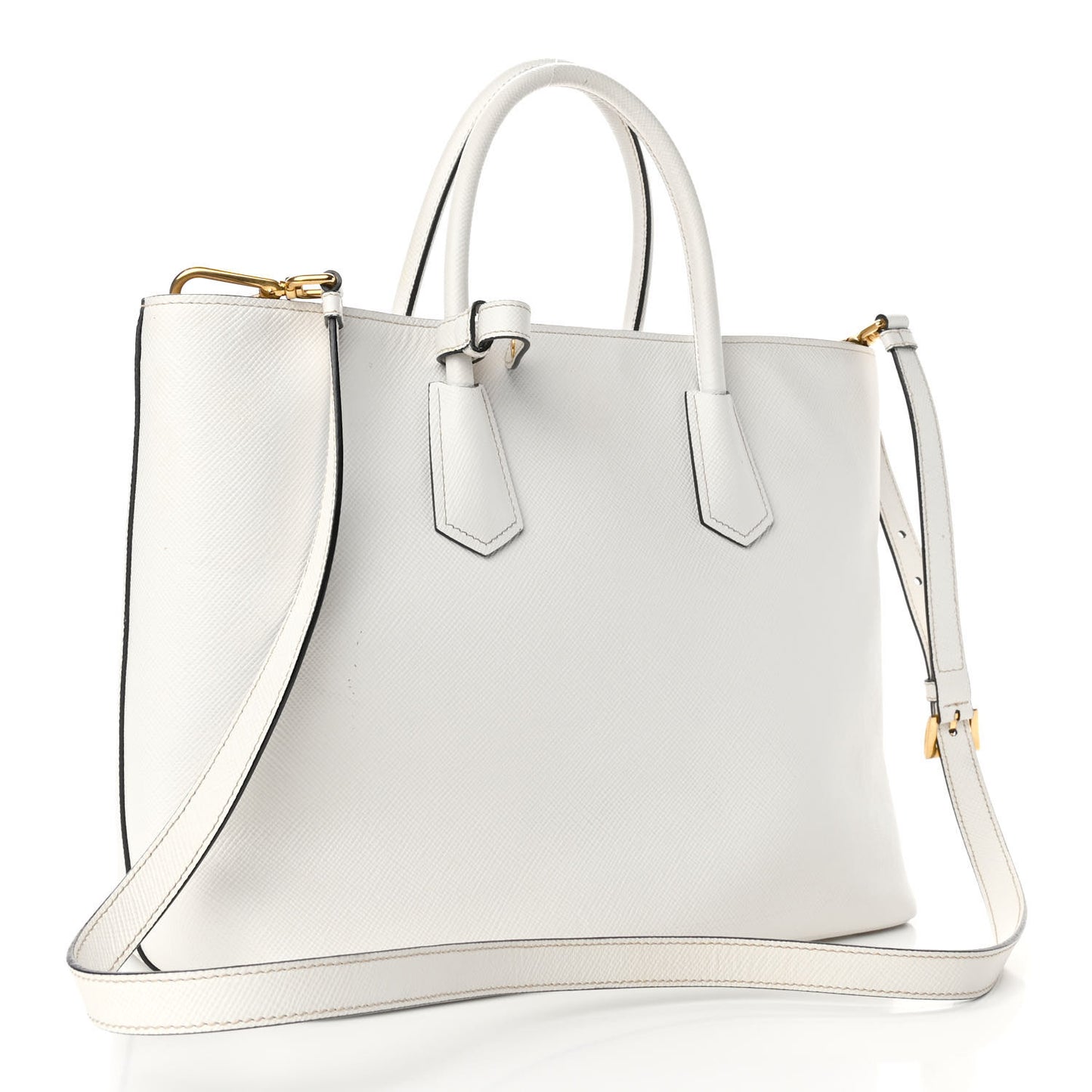 Saffiano Cuir Front Pocket Tote Talco