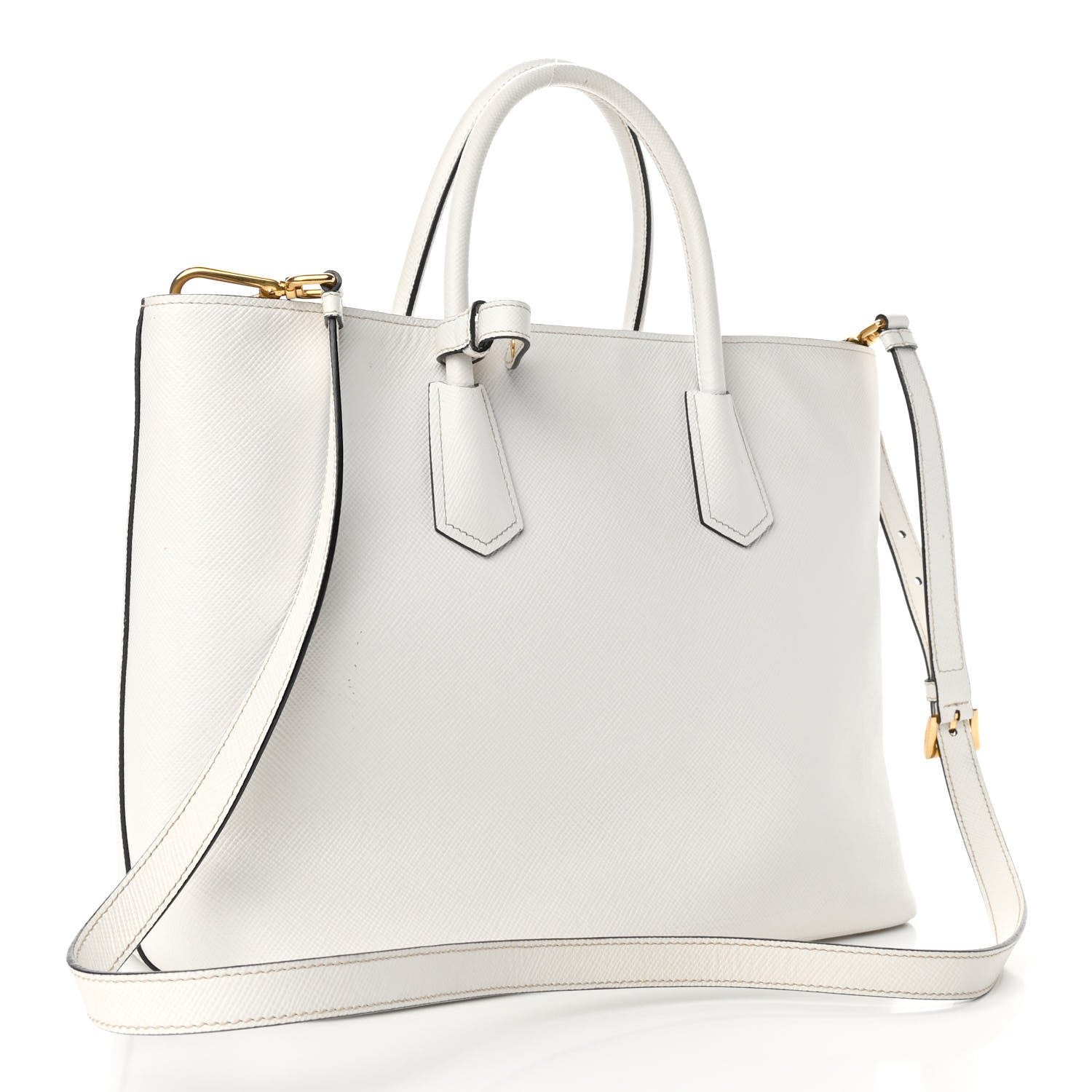 Prada Saffiano Cuir Front Pocket Tote Talco 2 of 4