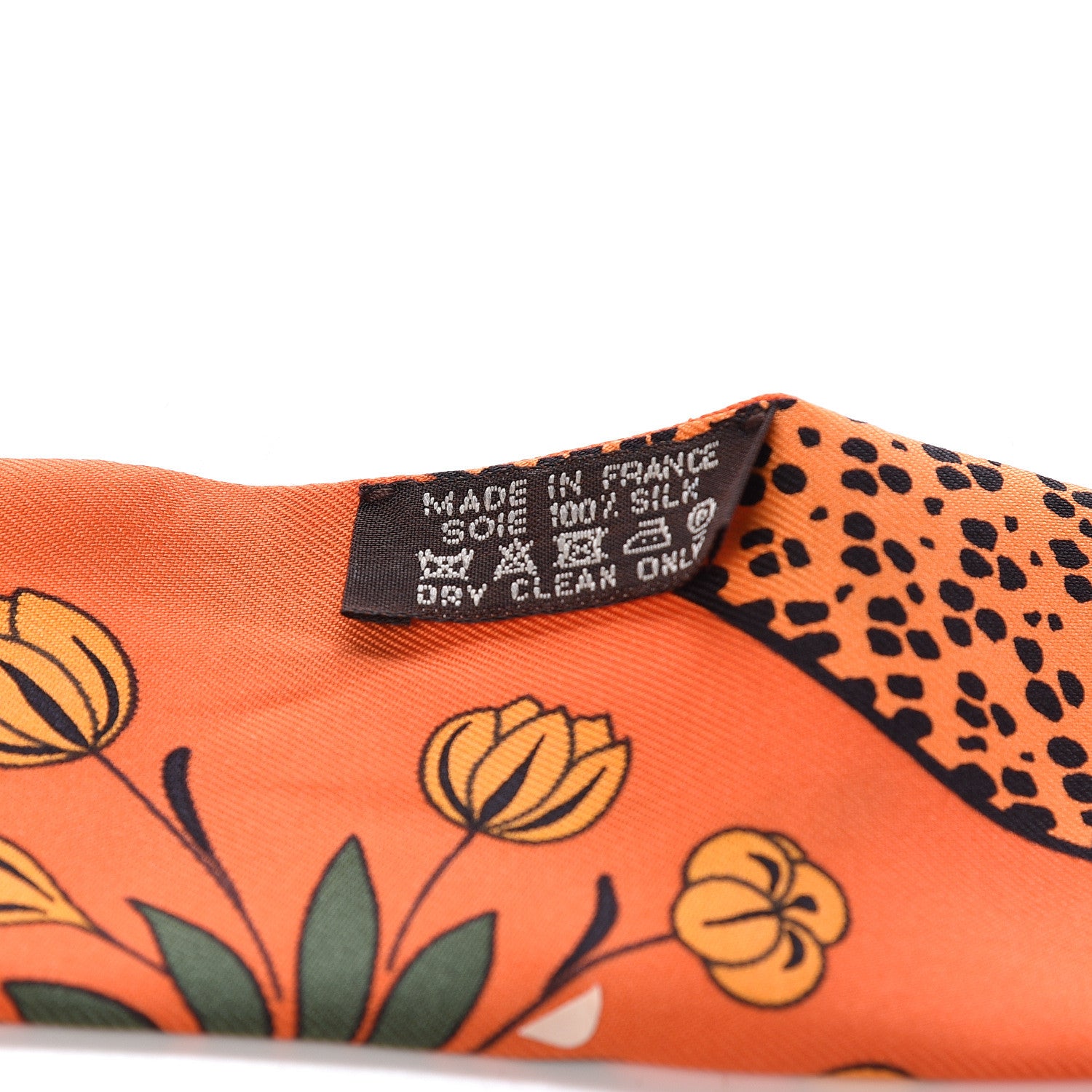 Hermes Silk Les Leopards Twilly Orange Abricot Vert 3 of 4