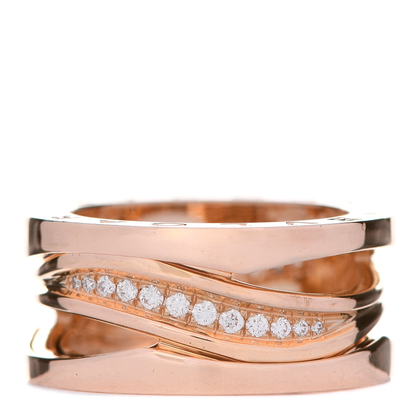 18K Rose Gold Diamond Pave B.Zero1 Legend Ring 49 4.75