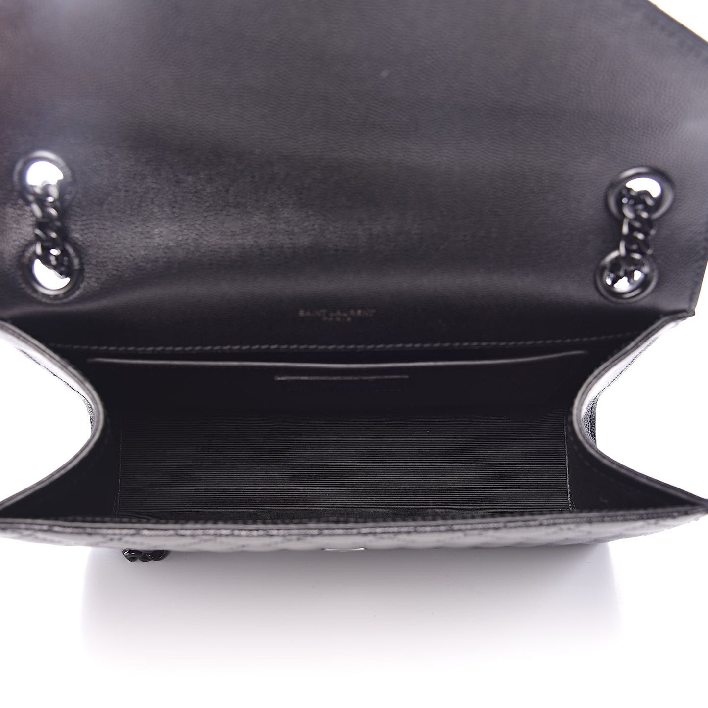 Grain De Poudre Textured Mixed Matelasse Triquilt Medium Monogram Satchel Black