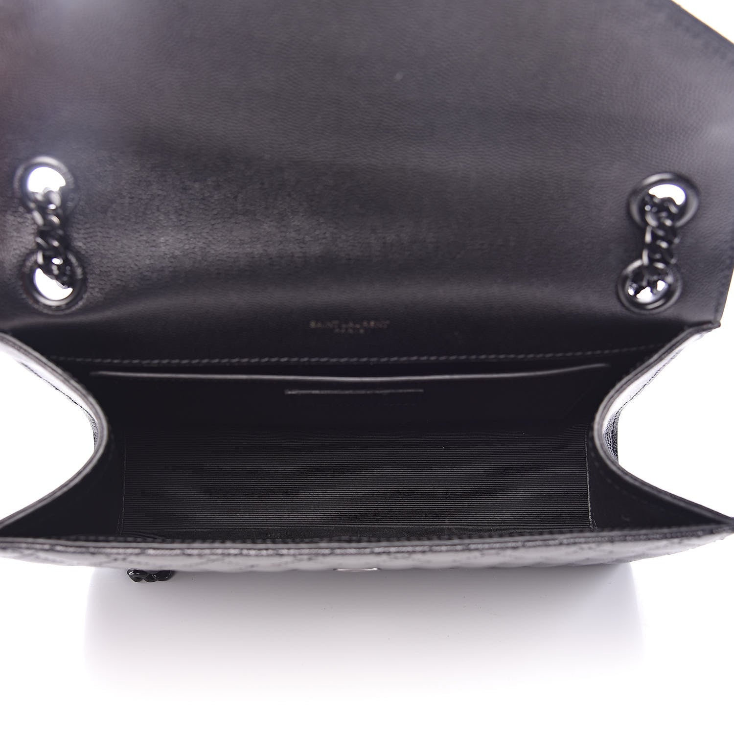 Saint Laurent Grain De Poudre Textured Mixed Matelasse Triquilt Medium Monogram Satchel Black 5 of 10