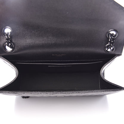 Saint Laurent Grain De Poudre Textured Mixed Matelasse Triquilt Medium Monogram Satchel Black 5 of 10