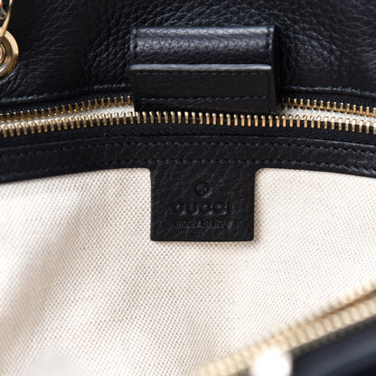 Gucci Canvas Cellarius Calfskin Flora Knight Large Bamboo Shopper Tote Black 8 of 10