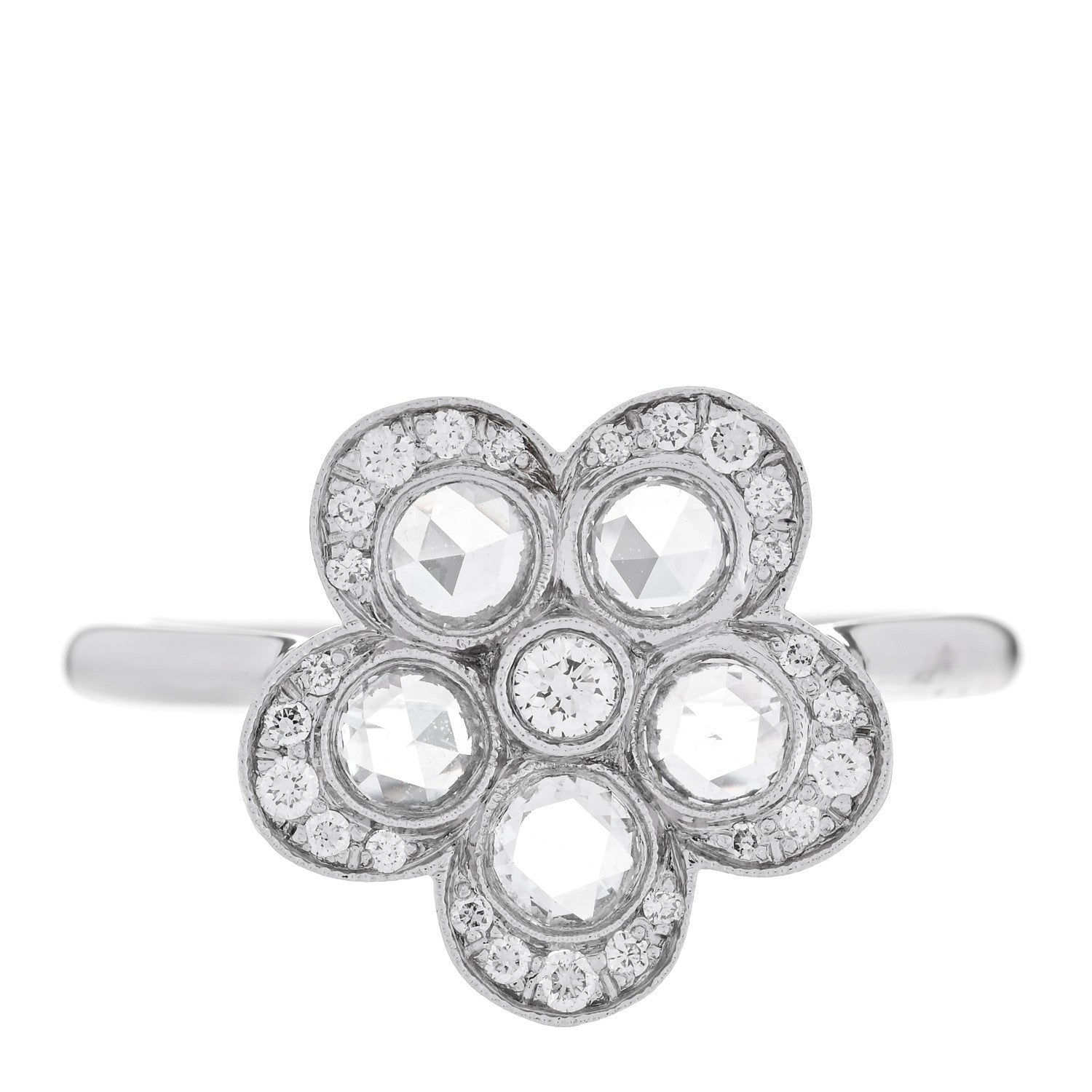 Tiffany Platinum Diamond Enchant Flower Ring 52 6 1 of 4