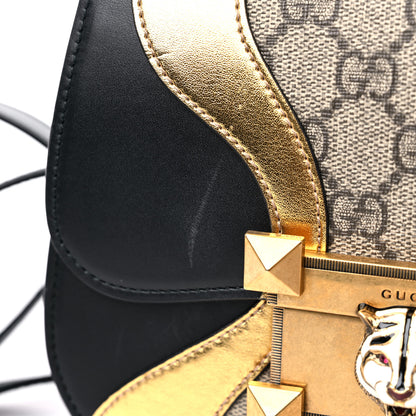 Gucci GG Supreme Monogram Small Osiride Shoulder Bag Black Gold 12 of 13