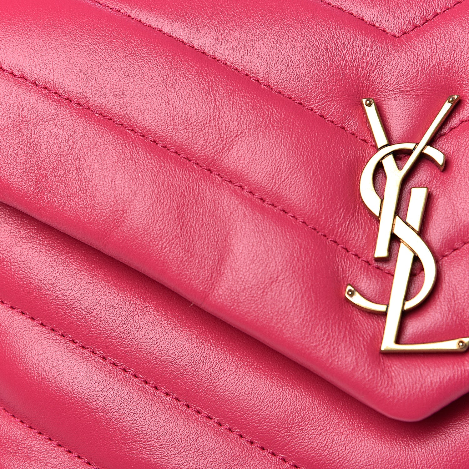 Saint Laurent Calfskin Y Quilted Monogram Small Loulou Chain Satchel Fresh Fuchsia 8 of 12
