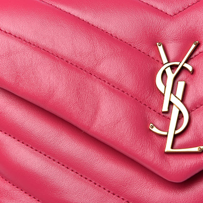 Saint Laurent Calfskin Y Quilted Monogram Small Loulou Chain Satchel Fresh Fuchsia 8 of 12