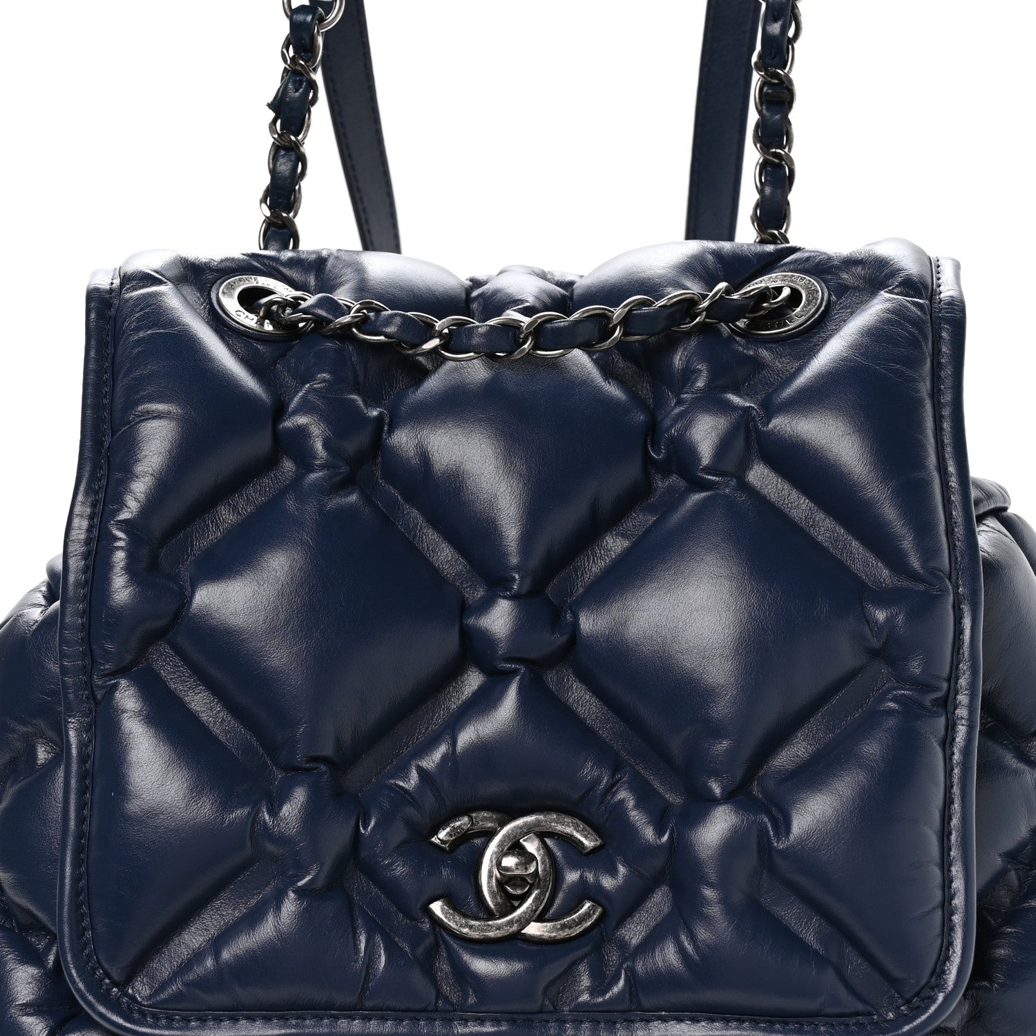 Chanel Calfskin Quilted Chesterfield Backpack Blue 9 of 11