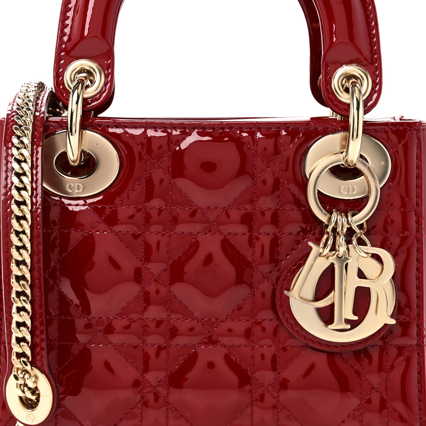 Patent Cannage Mini Lady Dior Red