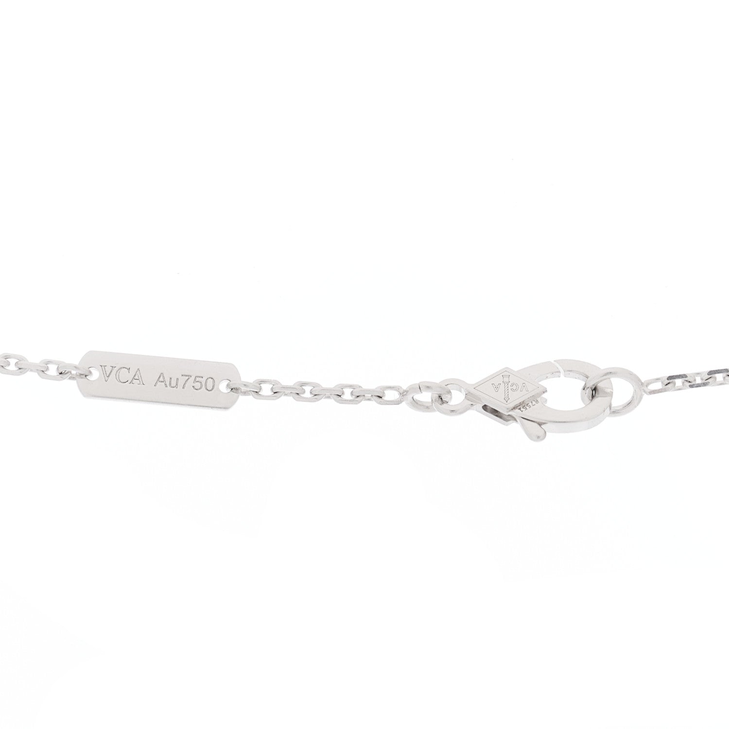 Van Cleef & Arpels 18k White Gold Chalcedony Vintage Alhambra Pendant Necklace 4 of 5