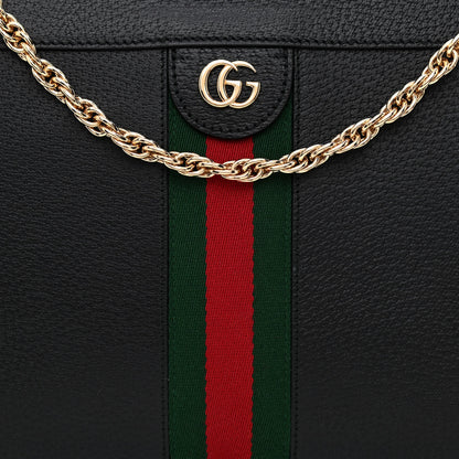 Gucci Textured Calfskin Web Medium Ophidia Chain Shoulder Bag Black 8 of 10