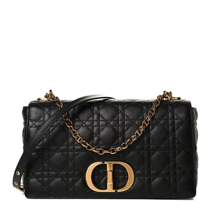 Christian Dior Grained Calfskin Cannage Large Caro Bag Black 1 of 15