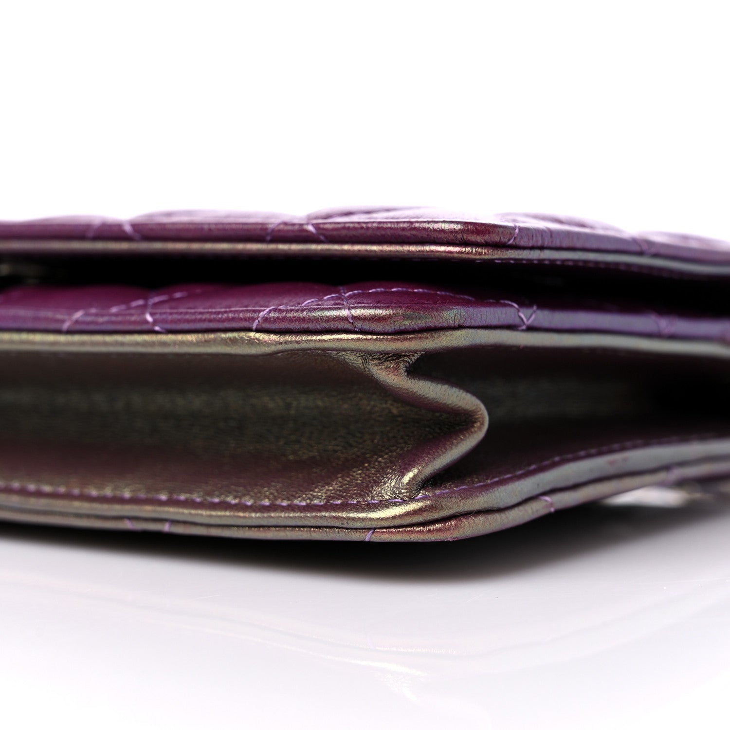 Chanel Iridescent Lambskin Quilted Wallet On Chain WOC Purple 9 of 10