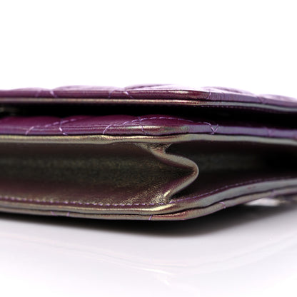 Chanel Iridescent Lambskin Quilted Wallet On Chain WOC Purple 9 of 10