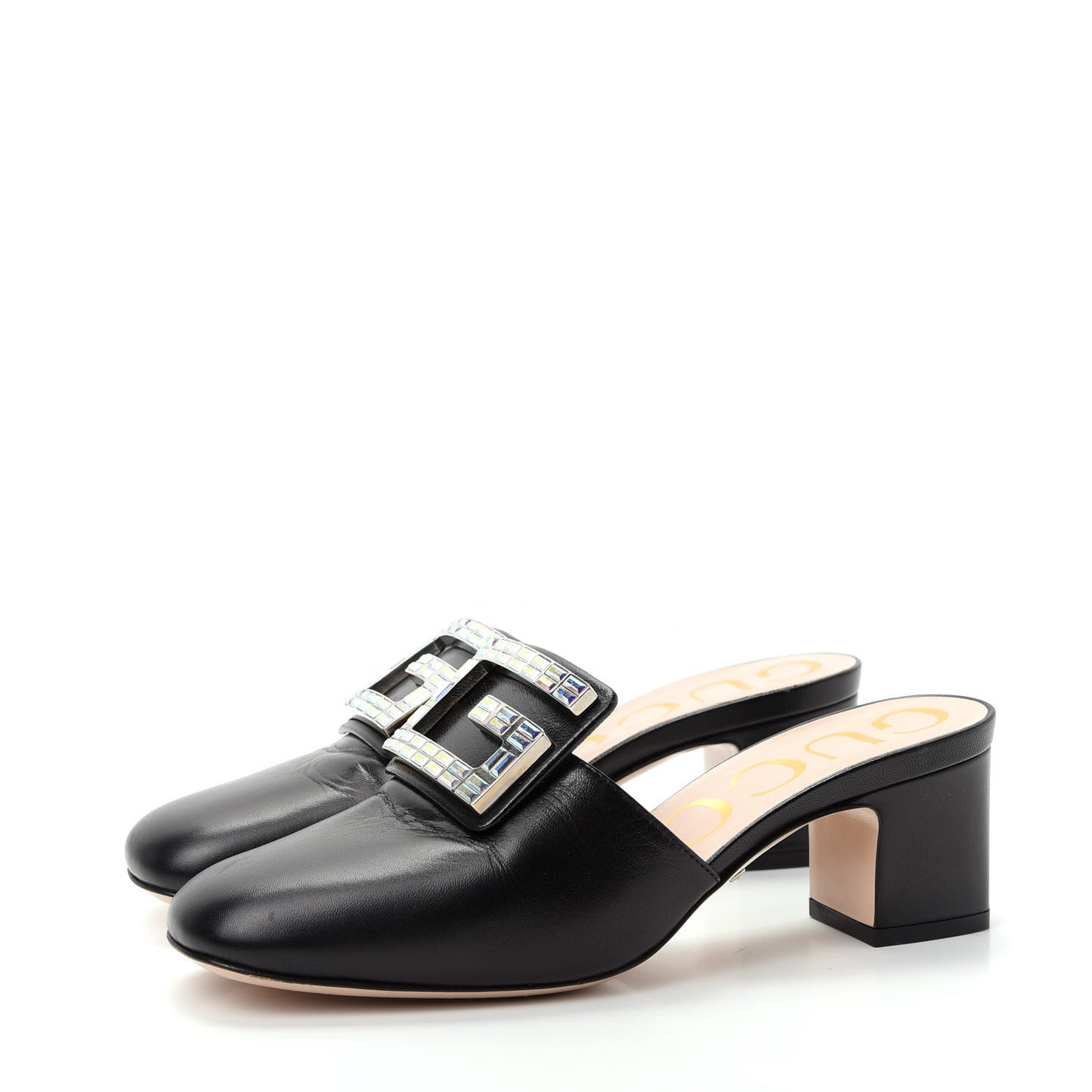 Malaga Kid Crystal Square G Madelyn Mules 35 Black