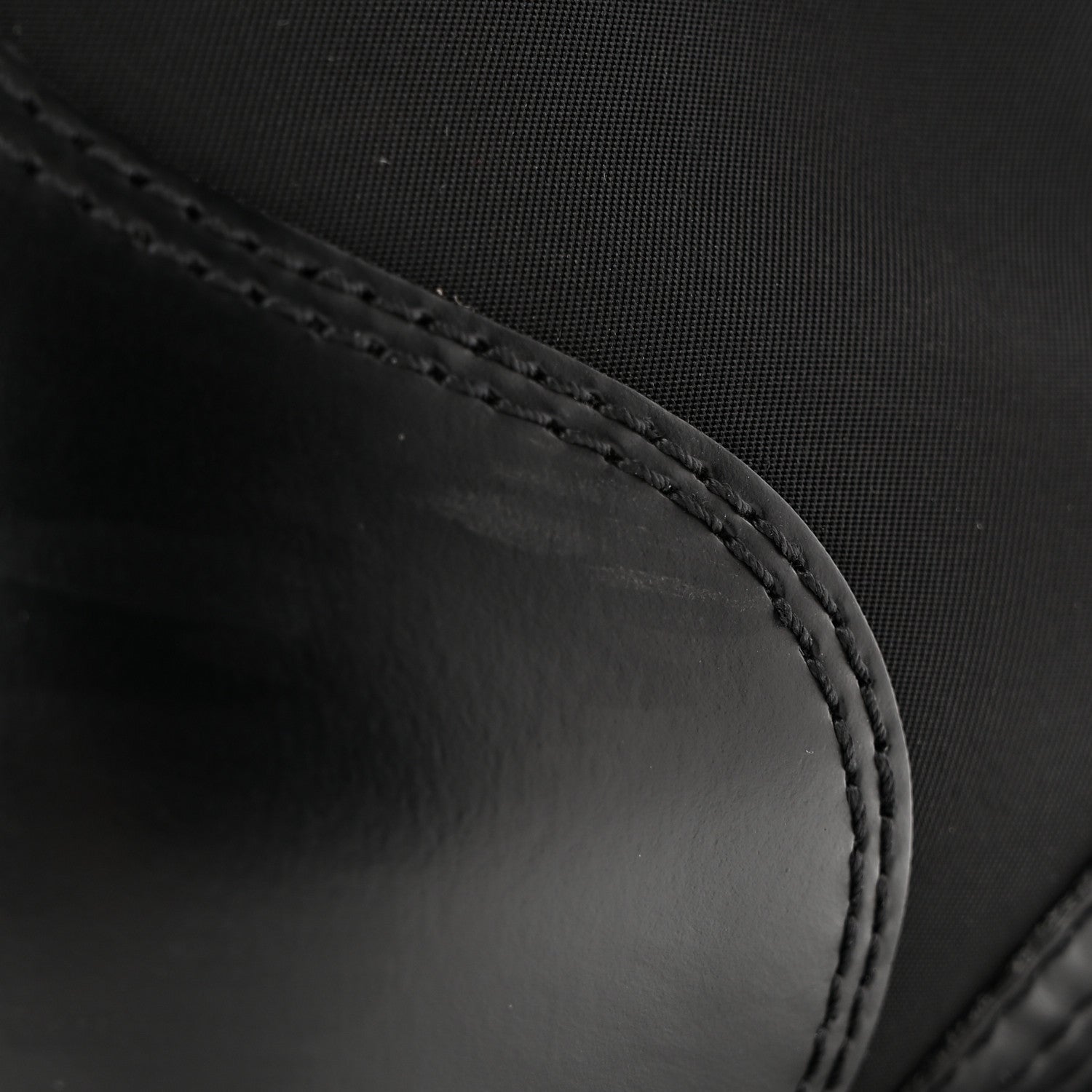 Prada Spazzolato Rois Nylon Metal Triangle Logo Monolith Pouch Pocket 55mm Boots 40 Black 12 of 16