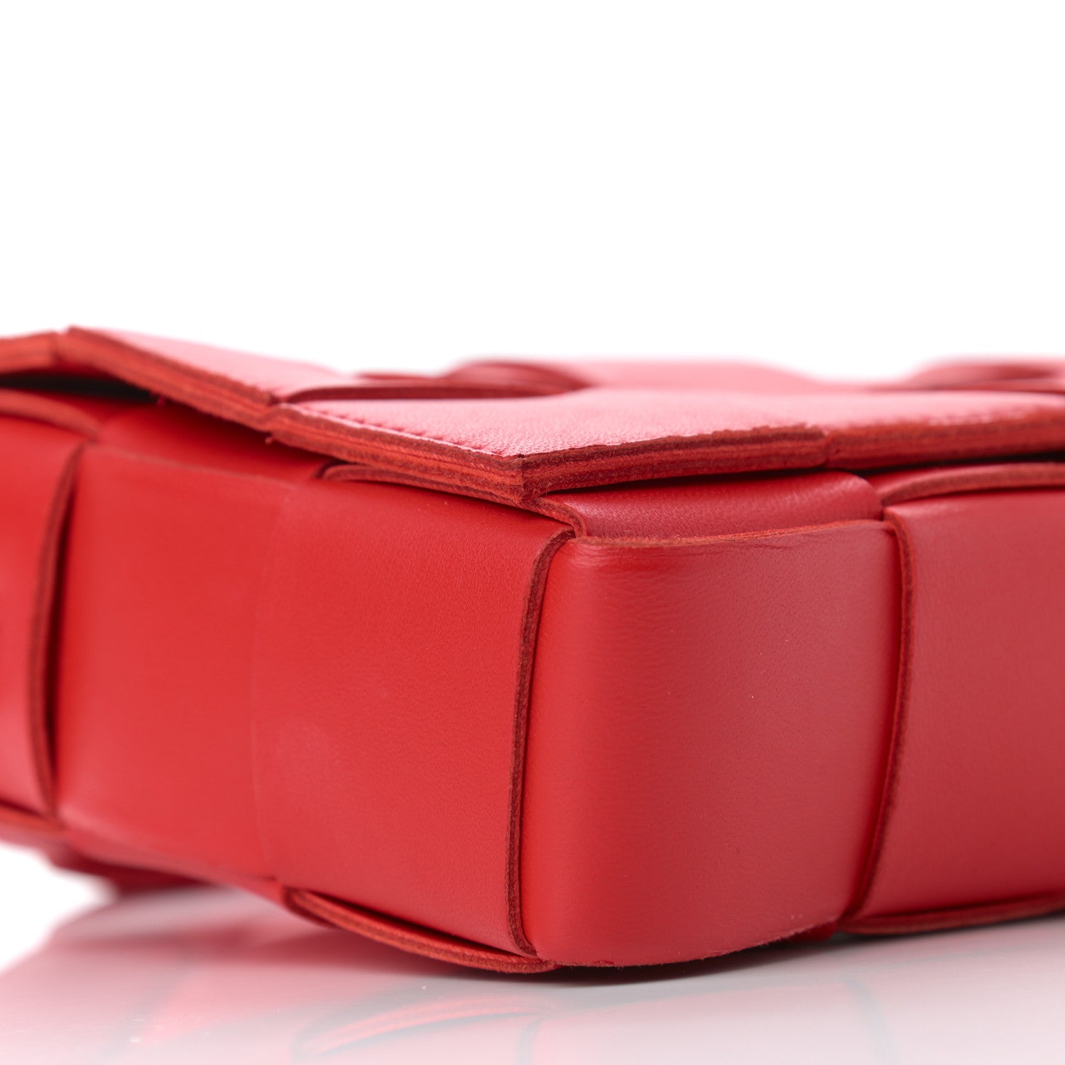Bottega Veneta Lambskin Maxi Intrecciato Cassette Crossbody Bag Bright Red 9 of 13