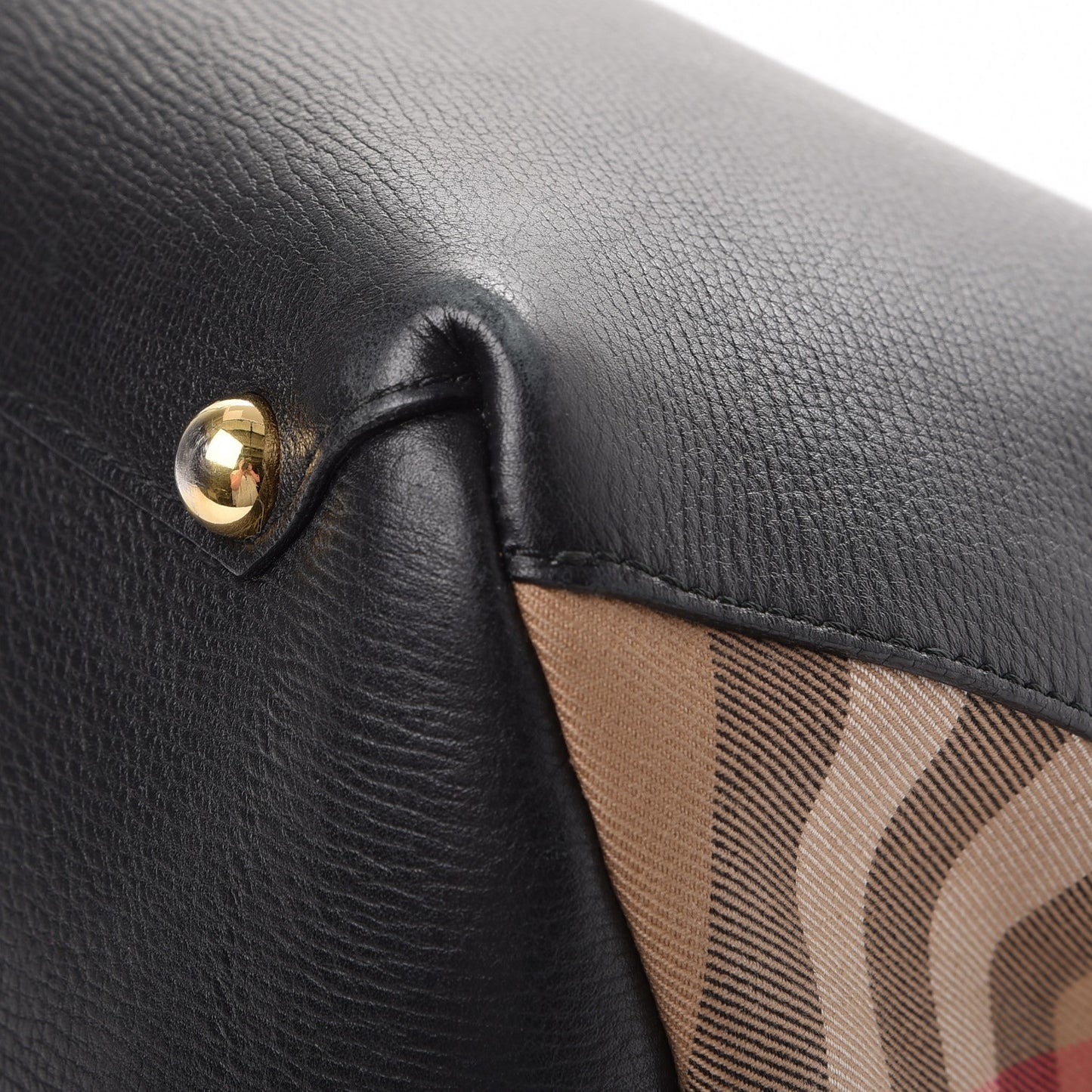 Calfskin House Check Medium Banner Tote Black