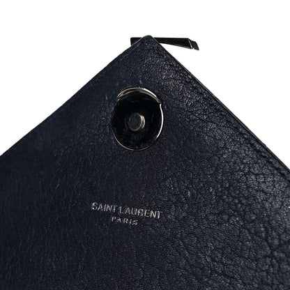 Saint Laurent Sheepskin Matelasse Chevron Monogram Large College Satchel Navy Blue 13 of 16