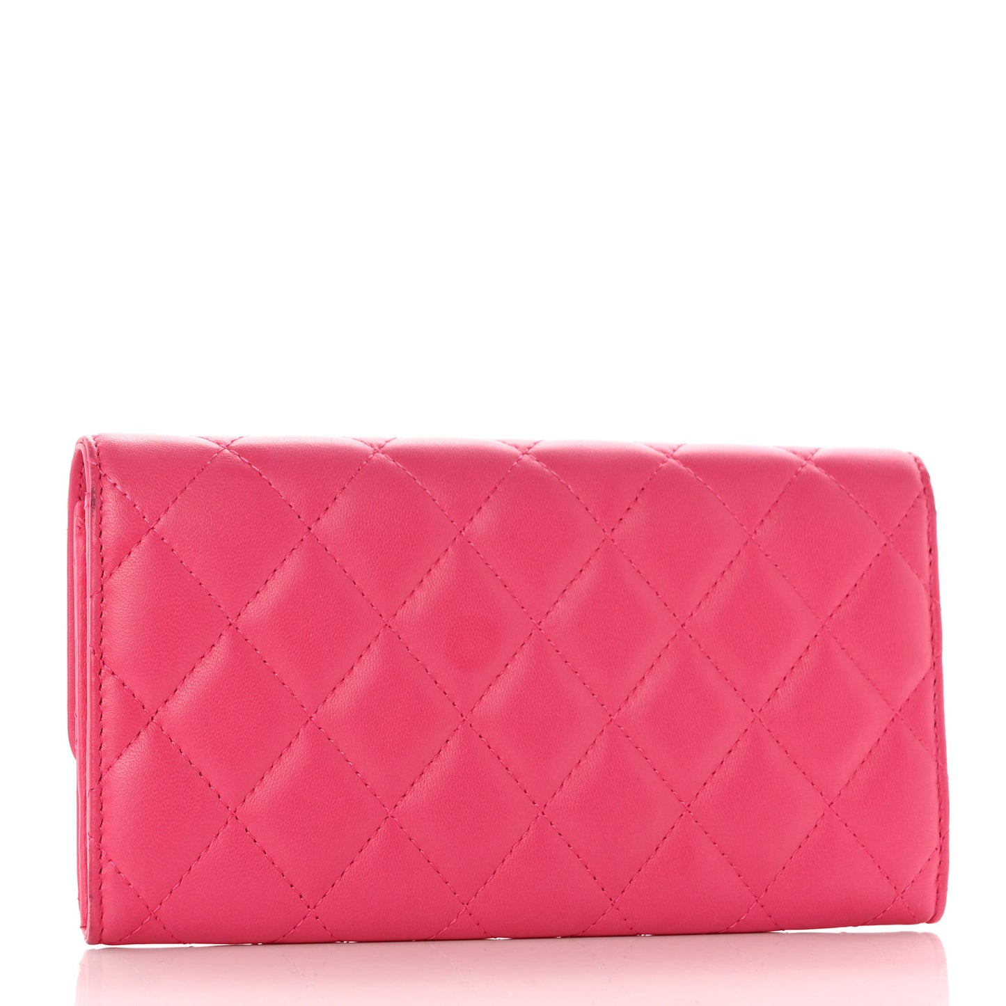 Lambskin Quilted Large Flap Wallet Pink