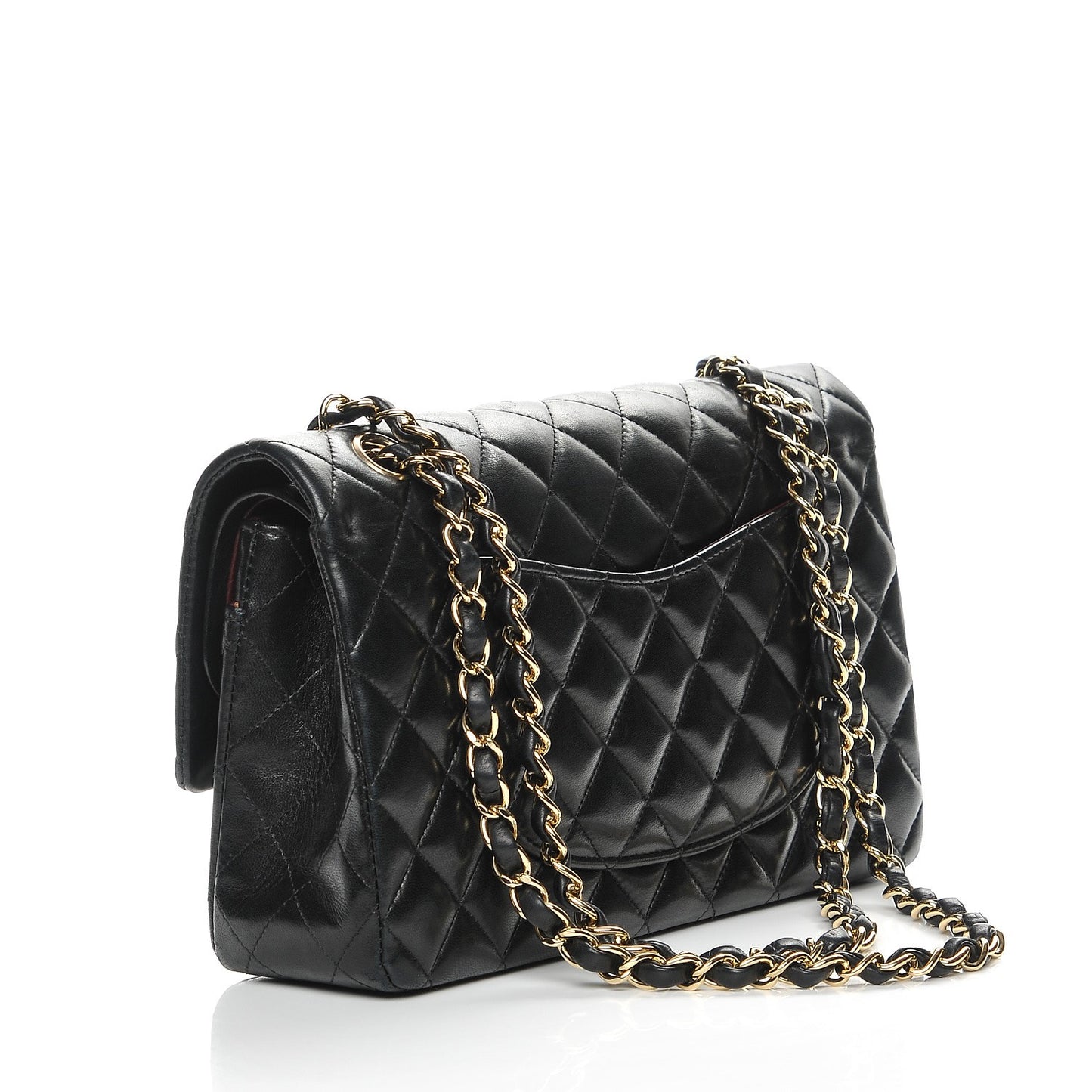Lambskin Quilted Medium Double Flap Black