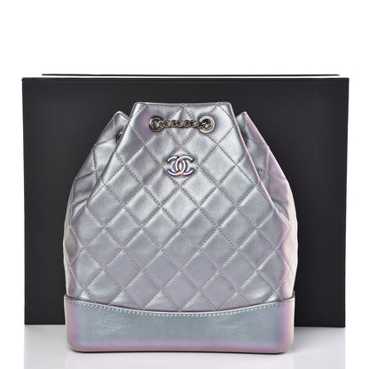 Chanel Iridescent Lambskin Calfskin Quilted Gabrielle Backpack Light Purple 8 of 8