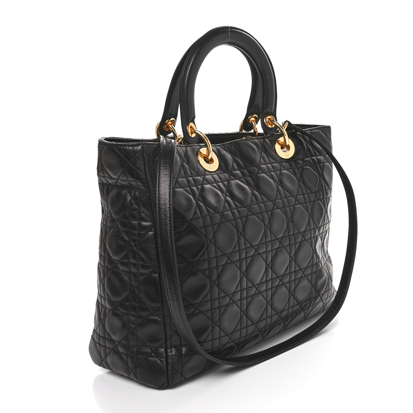 Lambskin Cannage Large Lady Dior Black