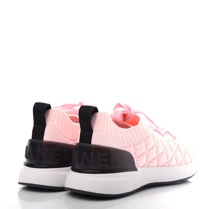 Chanel Mixed Fibers Quilted Womens CC Sneakers 37 Light Pink 4 of 10