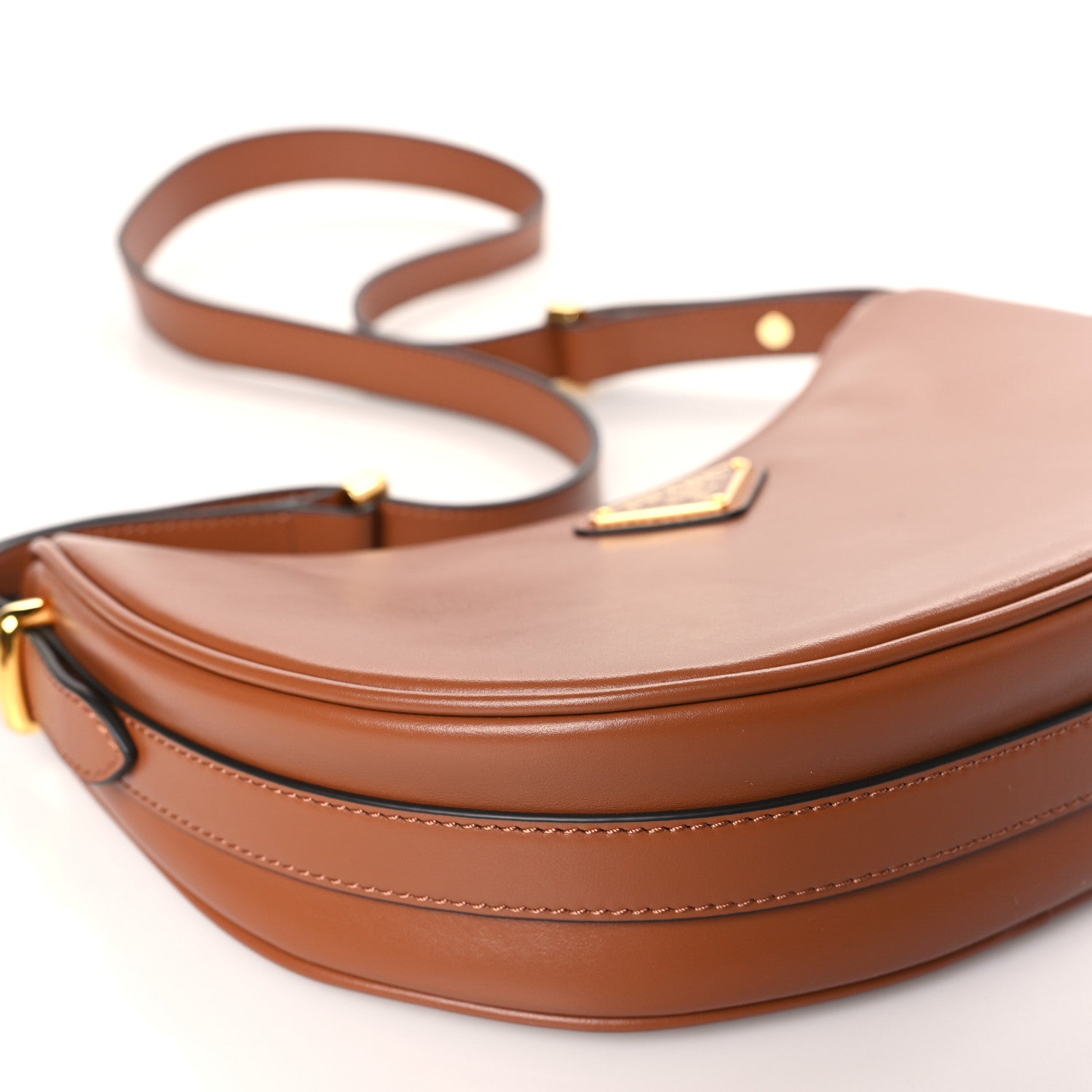 Prada Soft Calfskin Arque Shoulder Bag Cognac 7 of 8