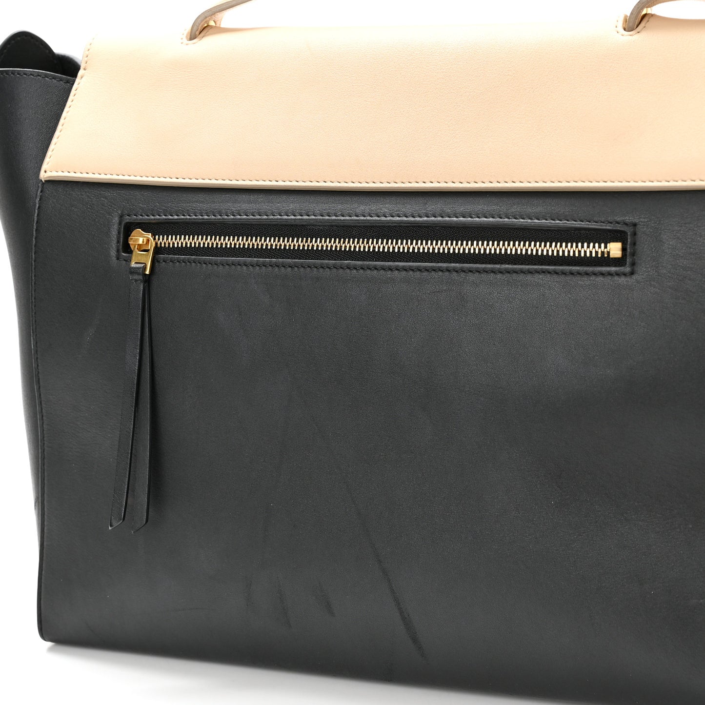 Smooth Calfskin Small Bi-Color Belt Bag Black Cream