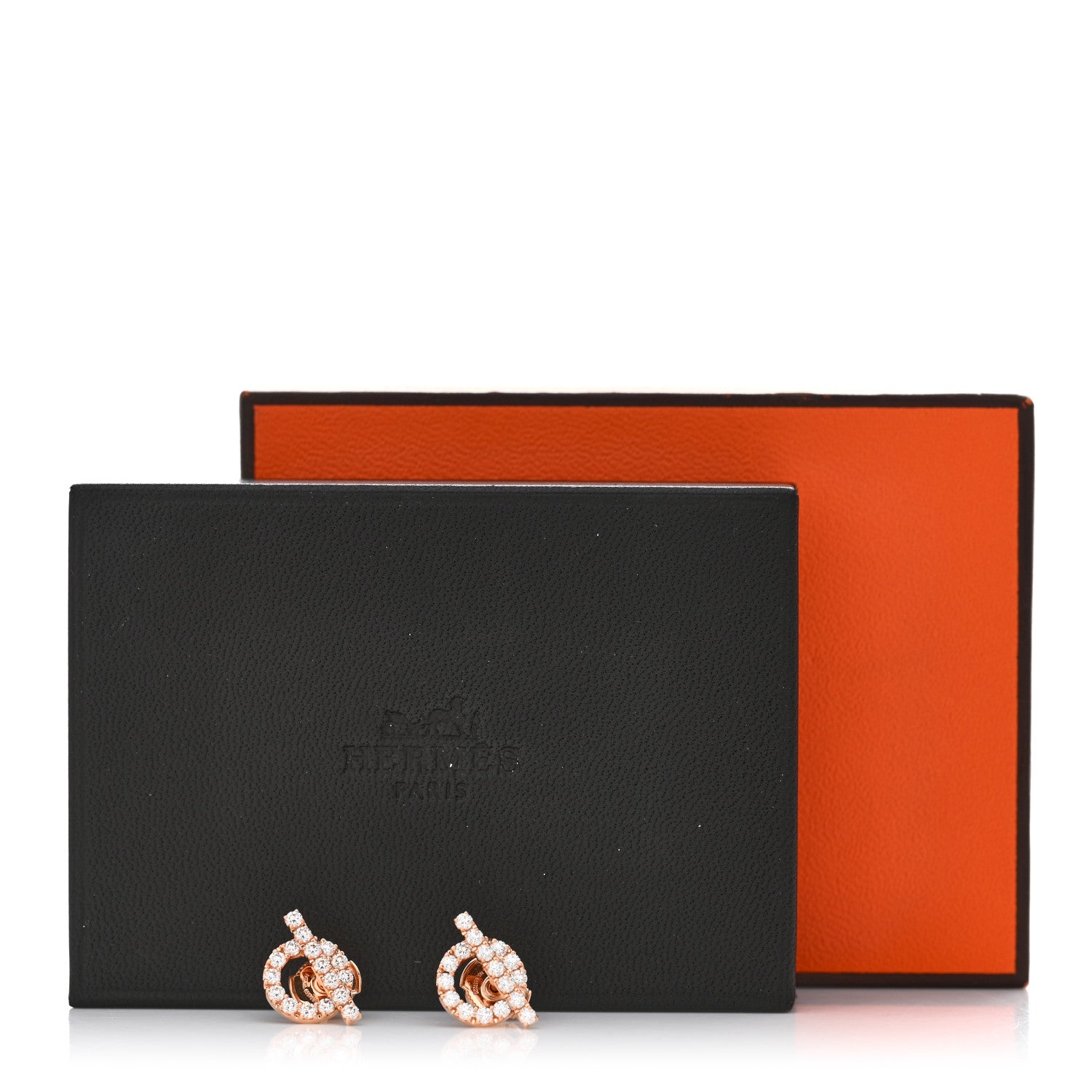 Hermes 18K Rose Gold Diamond Finesse Earrings 5 of 5