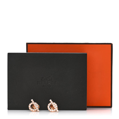 Hermes 18K Rose Gold Diamond Finesse Earrings 5 of 5