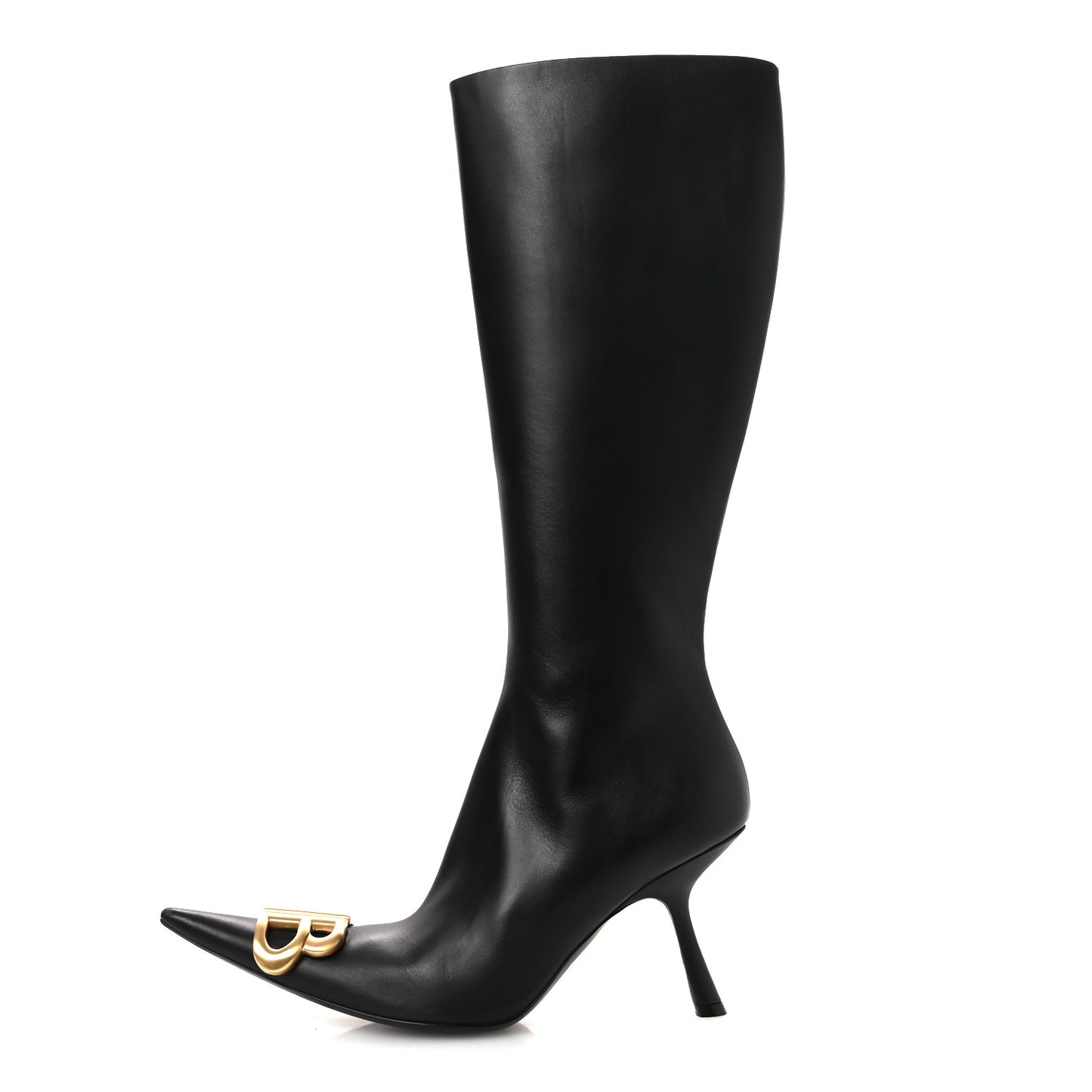 Shiny Calfskin BB Knife Booties 38 Black Gold