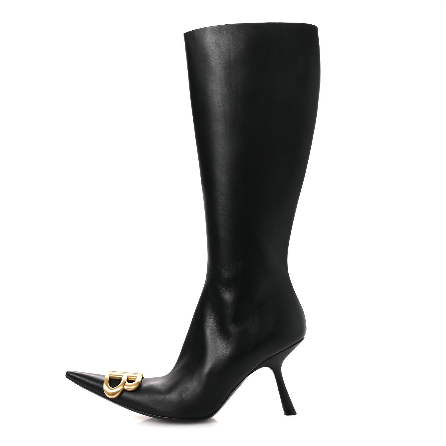 Balenciaga Shiny Calfskin BB Knife Booties 38 Black Gold 1 of 13