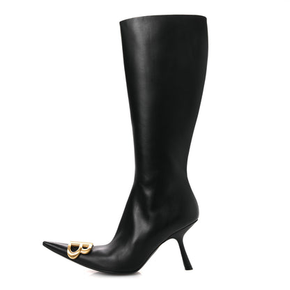 Balenciaga Shiny Calfskin BB Knife Booties 38 Black Gold 1 of 13
