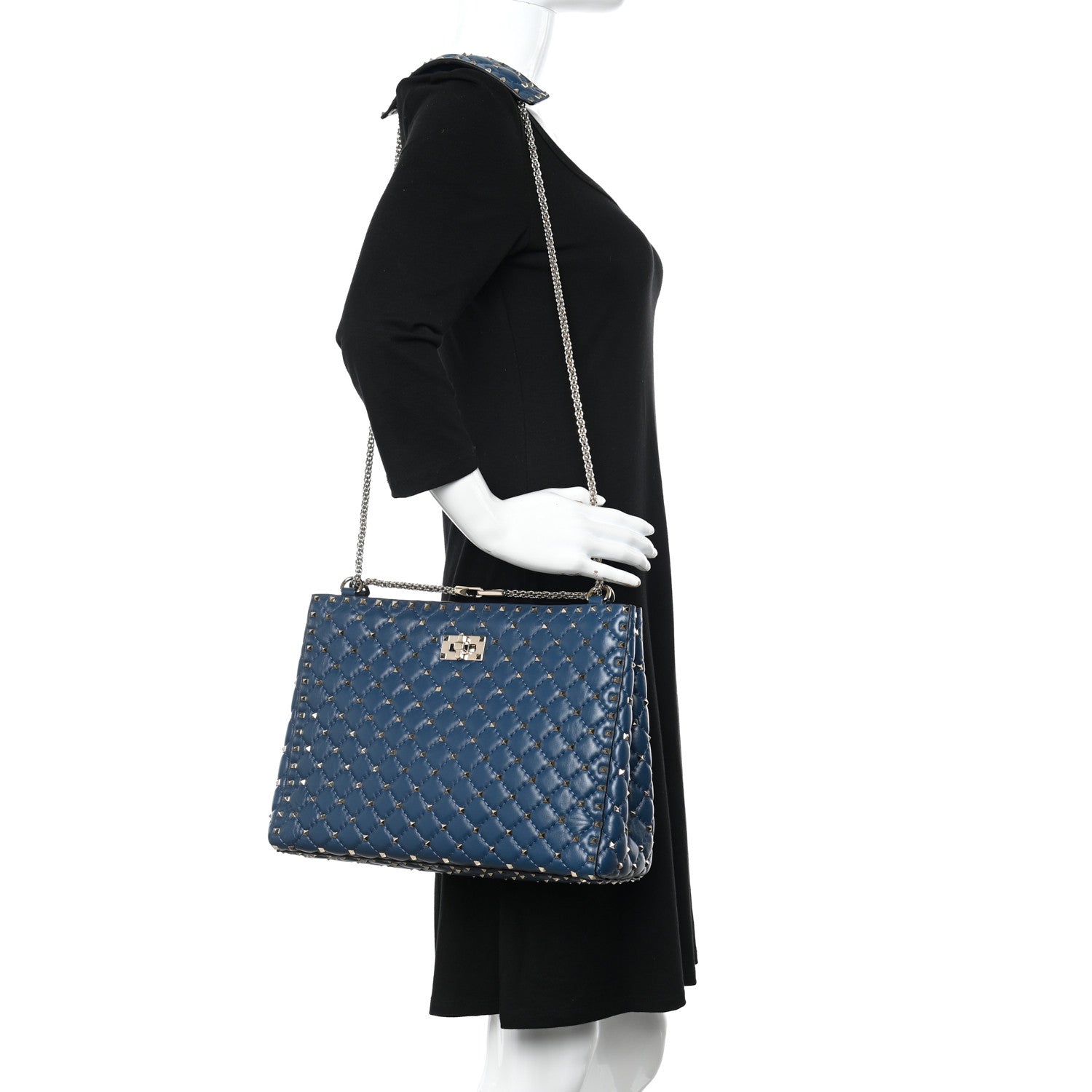 Valentino Garavani Nappa Rockstud Spike Shoulder Tote Pure Blue 2 of 9