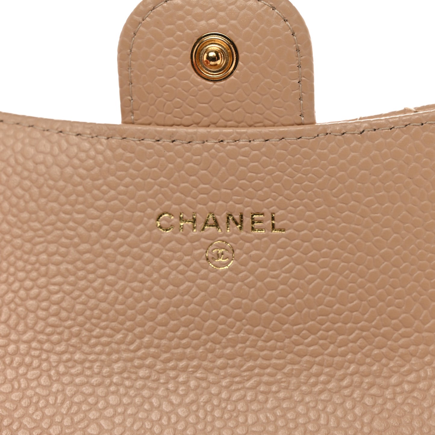 Caviar Quilted Flap Card Holder Wallet Light Beige
